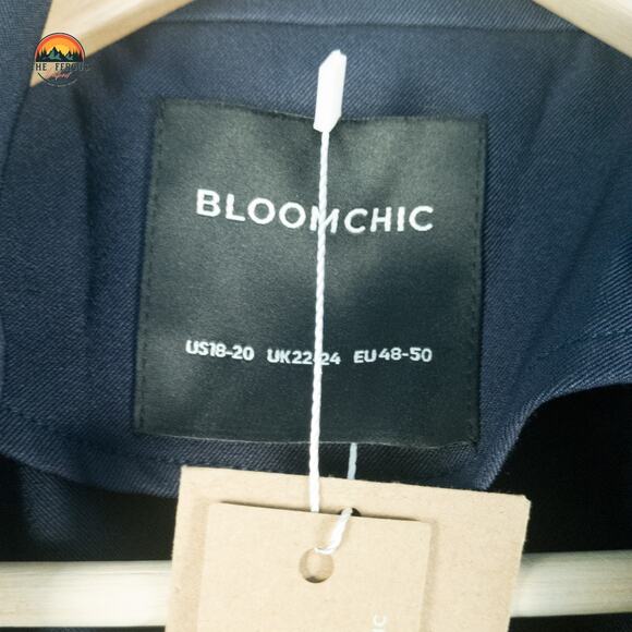 Bloomchic One-Button Coat Navy Belted Collared Trench Blazer Women's Size 18-20 - Picture 8 of 13